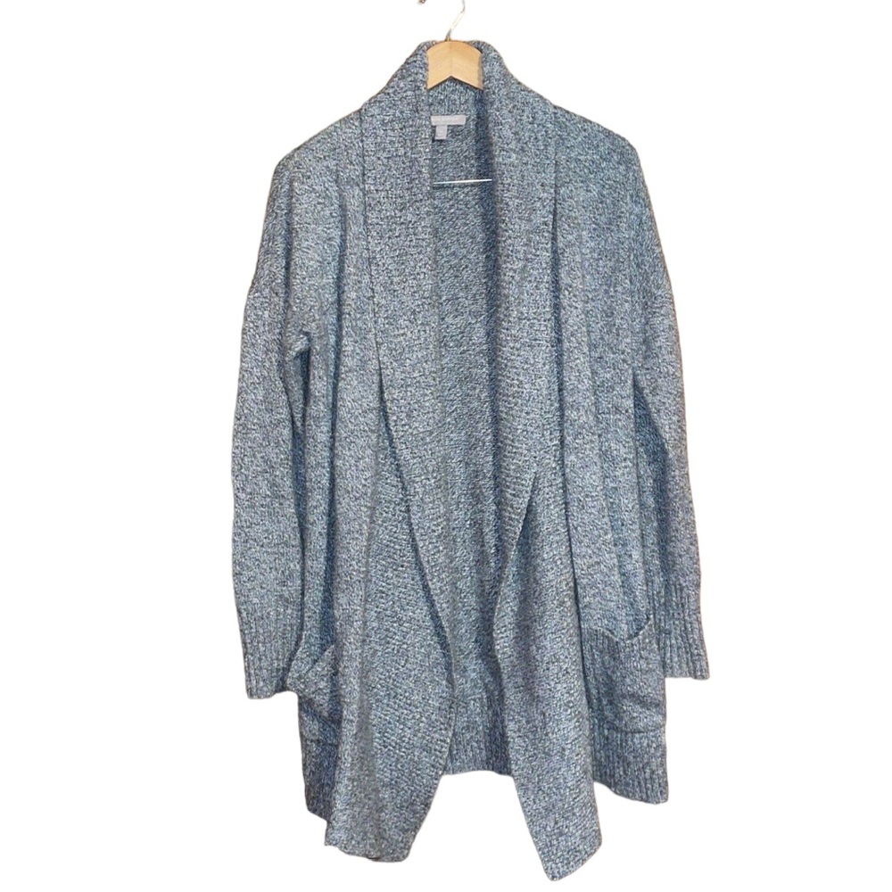 •BANANA REPUBLIC•GRAY KNIT RIBBED OPEN FRONT WOOL BLEND CARDIGAN SWEATER  MED